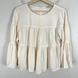 Madewell Womens Small Cream Tiered Button Back Top Swing Shirt Blouse